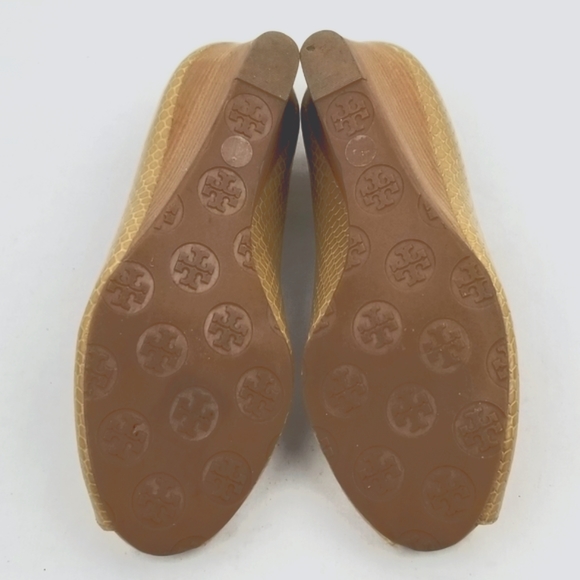 Tory Burch Leather Peep Toe Wedges size 7 - Picture 7 of 8